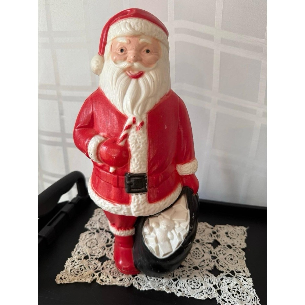 Vintage Empire Plastic Blow Mold Santa Claus w/candy cane NO LIGHT